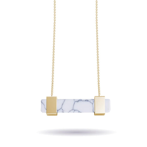 Howlite | Or | Collier barre de pierres précieuses